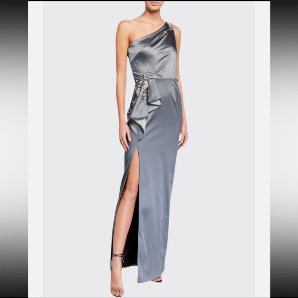 Marchesa Notte Womens Silver Dress NWT